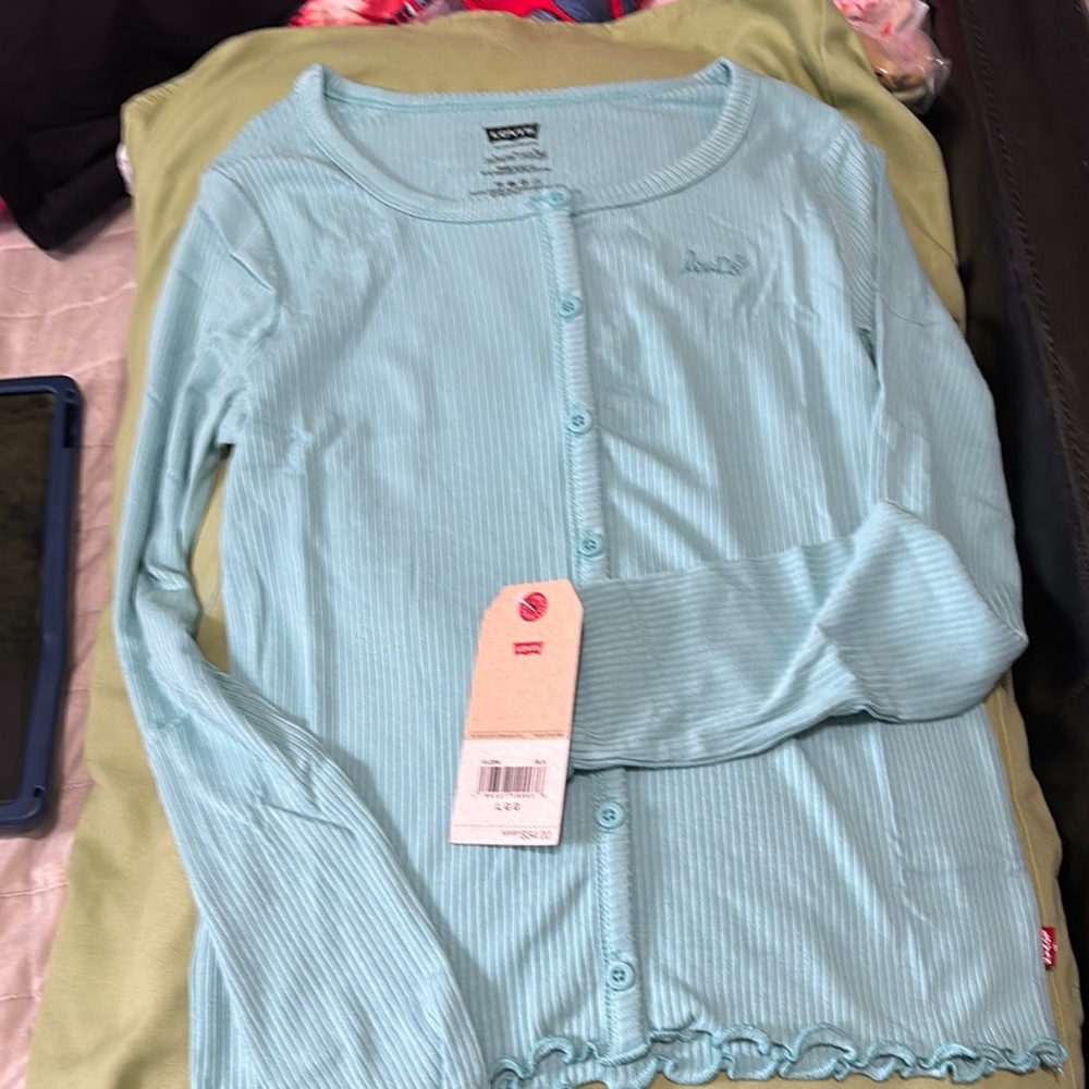 Levi's Light Blue Ribbed Cardigan